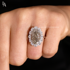 Large Oval Cut Champagne Statement Cocktail Ring