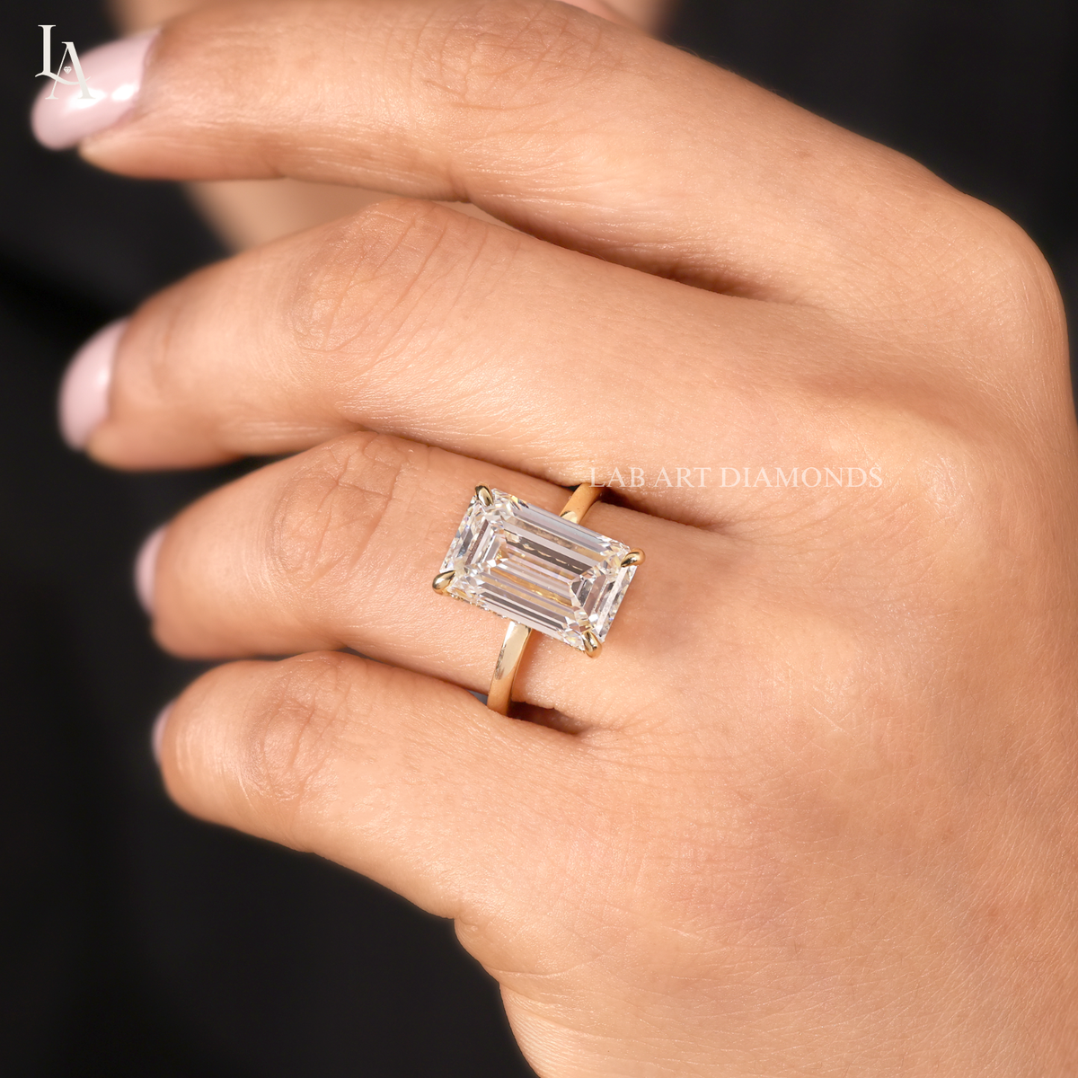 Emerald Cut Hidden Halo Solitaire Engagement Ring