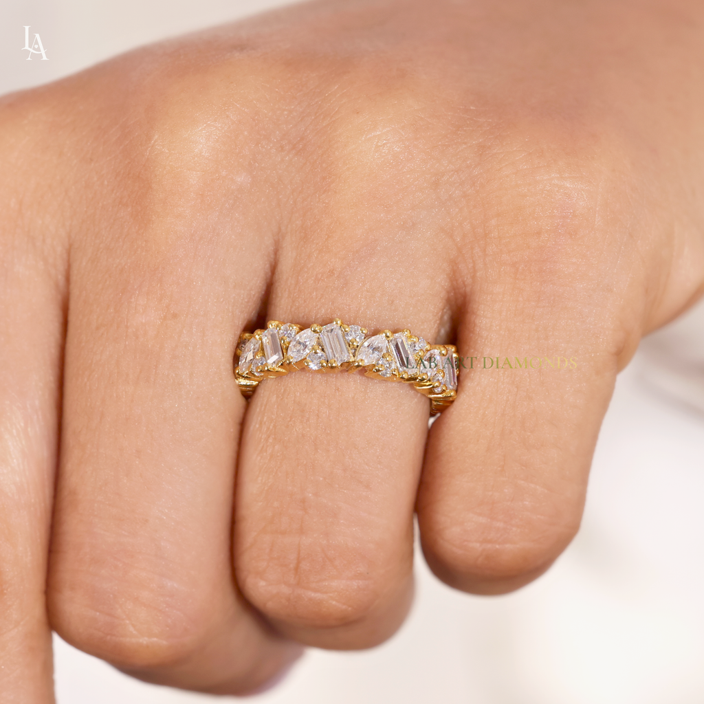 Mixed Cut Baguette Art Deco Wedding Ring