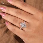Marquise Cut Halo Engagement Ring