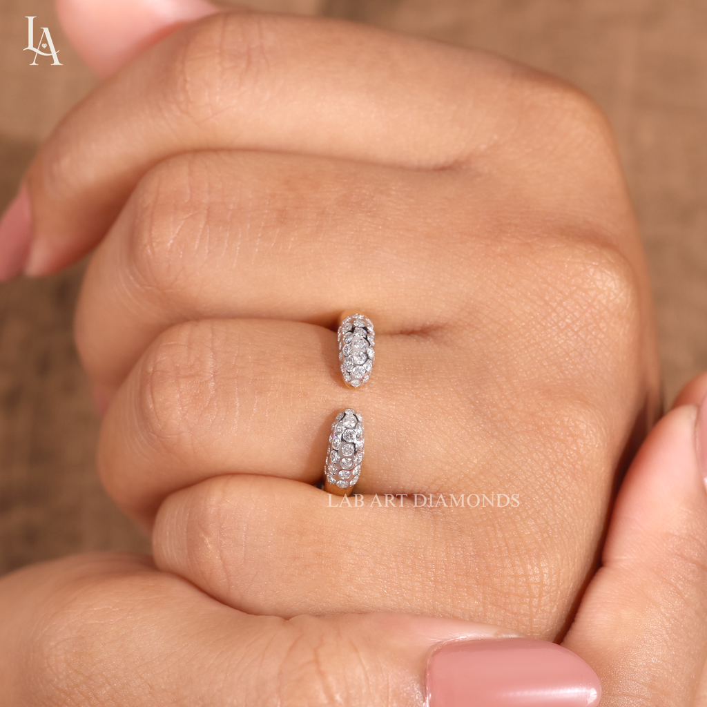 Dome Pave Diamond Open Cuff Ring