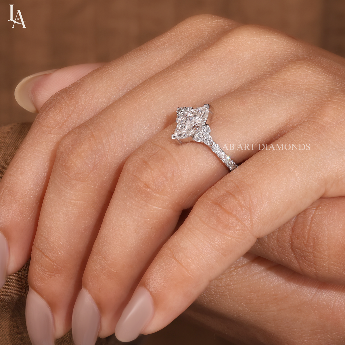 Marquise-Cut Real Lab Grown Diamond Ring