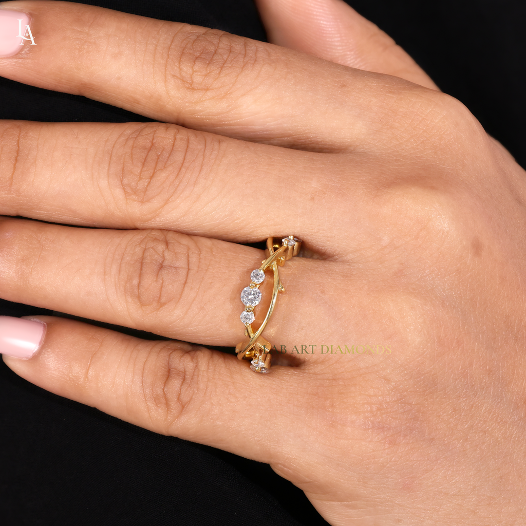 Twing Vine Nature Inspired Leaf Wedding Band