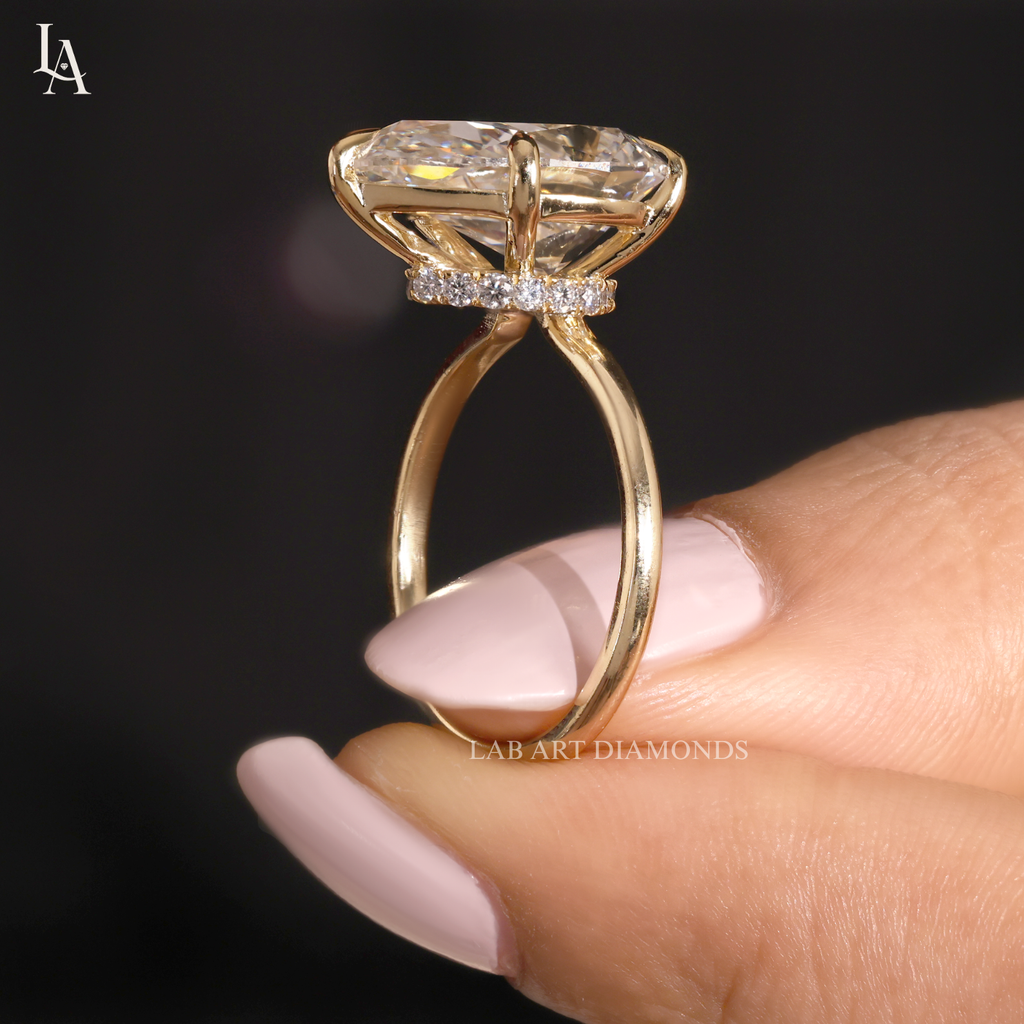 Pear Cut Hidden Halo Solitaire Engagement Ring