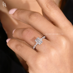 Cushion Cut Marquise Accent Solitaire Engagement Ring