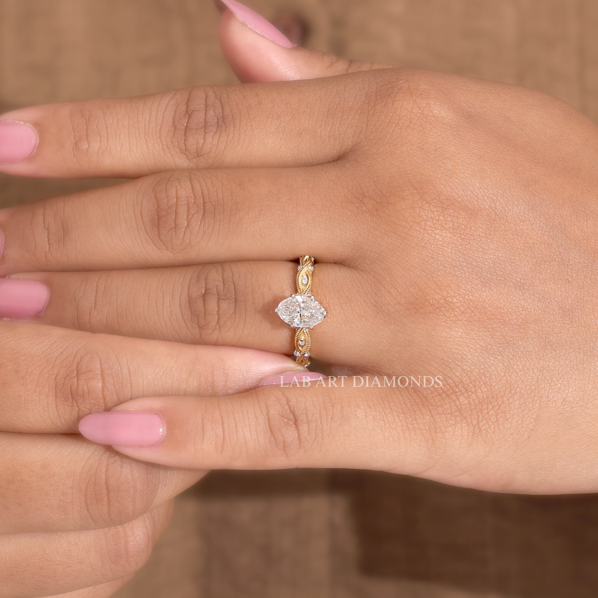 Oval Cut Vintage Milgrain Engagement Ring