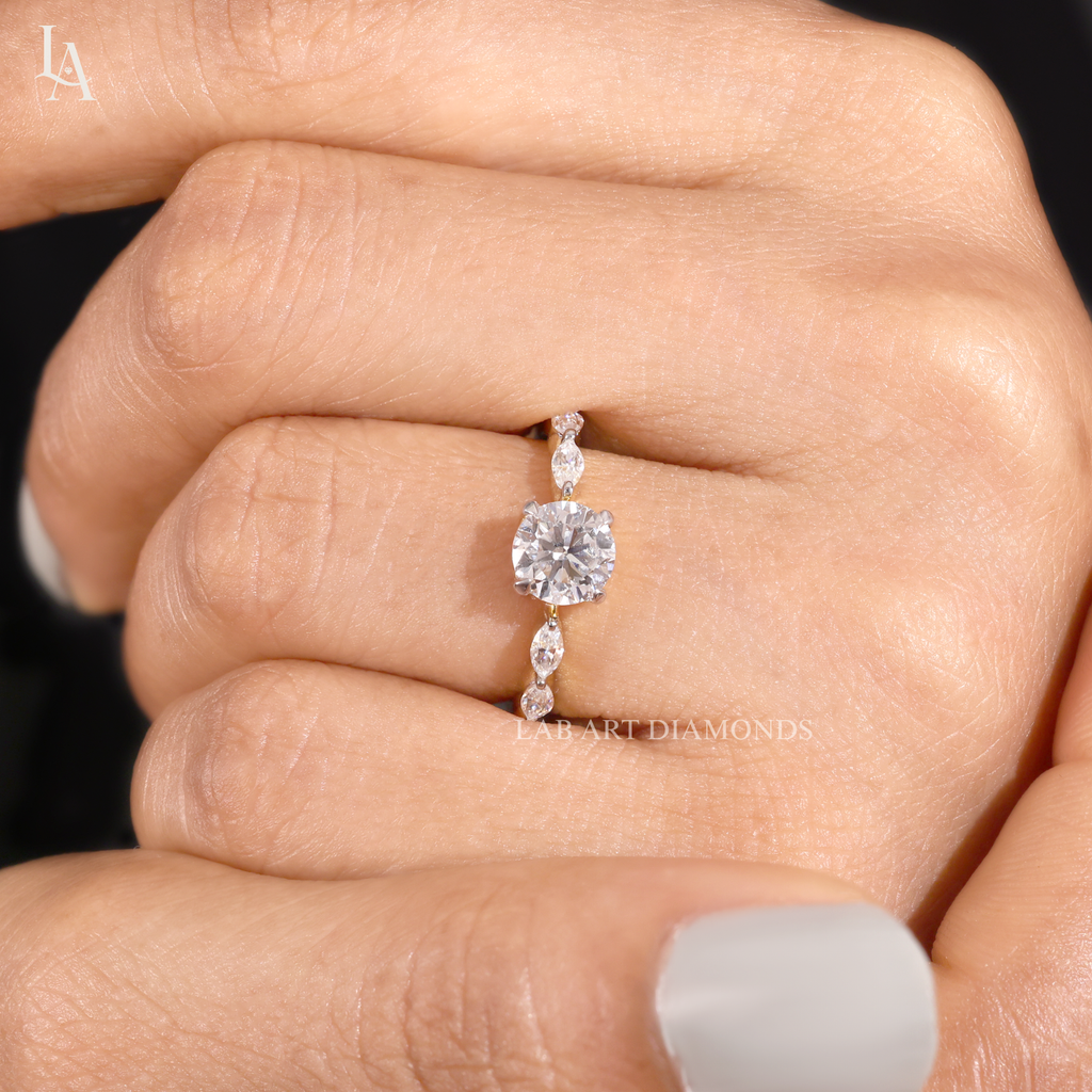 Round Cut Graduated Seven Stone Engagement Ring