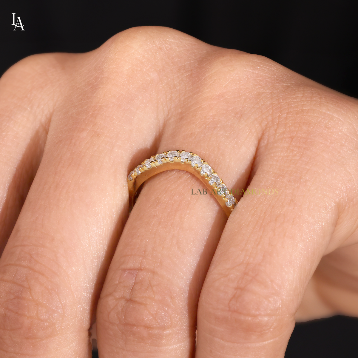 Curved U Shape Pave Contour Band