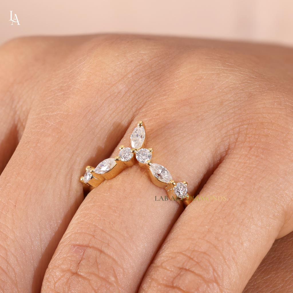 Marquise Cut Tiara Curved Contour Ring