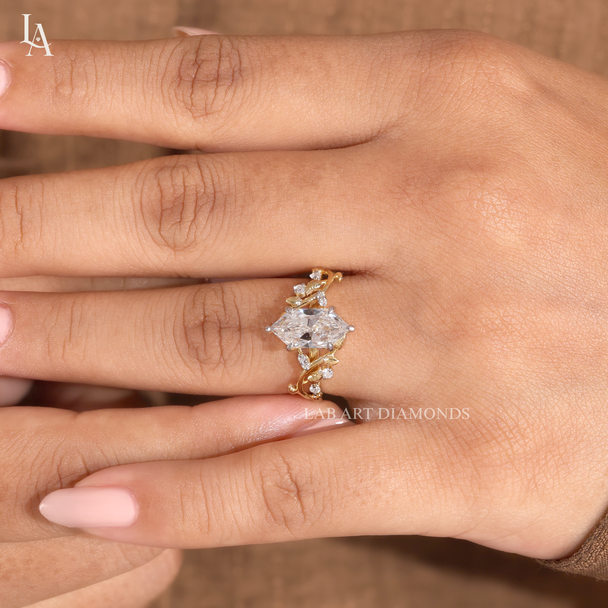 Marquise Cut Nature Inspired Engagement Ring
