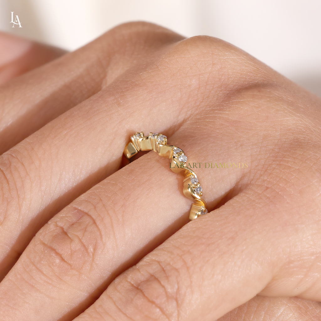 Twisted Dainty Spiral Half Eternity Ring