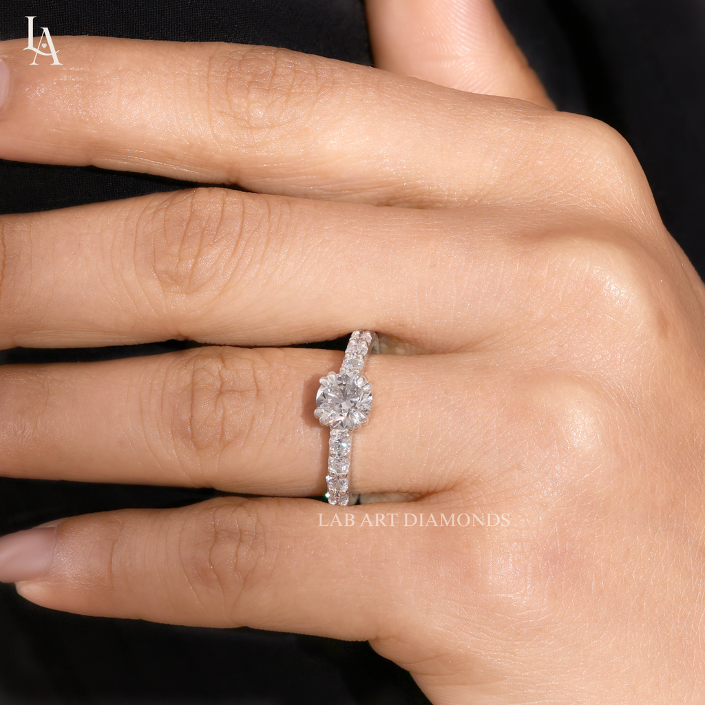 Round Cut Pave Engagement Ring