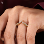 Chevron V Shaped Contour Ring