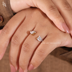 Pear Cut Open Cuff Toi et Moi Two Stone Ring