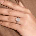 Oval Cut Halo Pave Band Wedding Ring