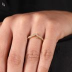 Curved Wishbone V shape Stacking Ring