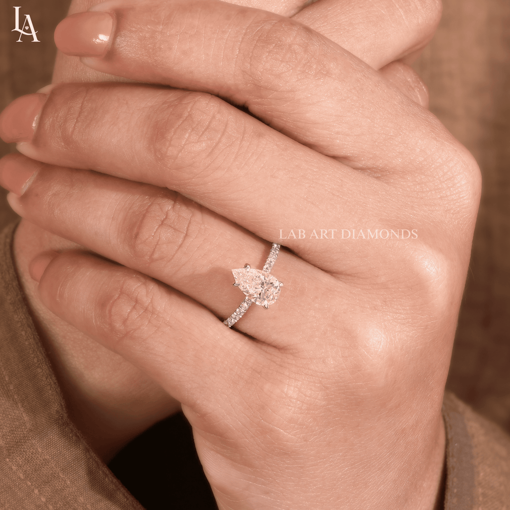 Pear Cut Tear Drop Solitaire Engagement Ring
