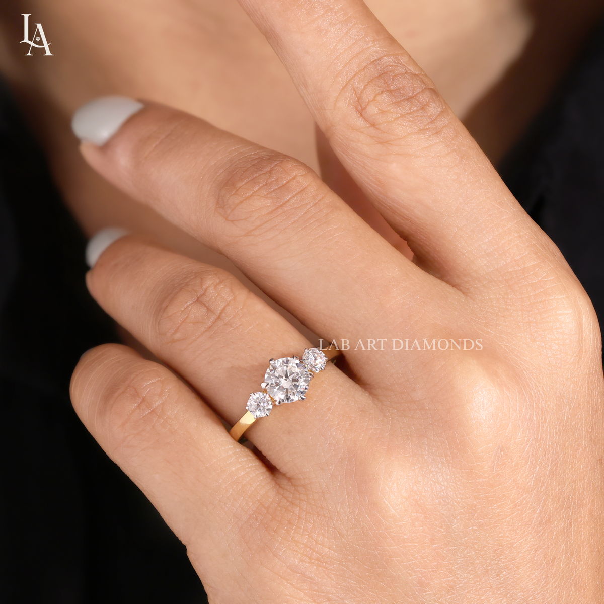 Round Cut Three Stone Engagement Ring