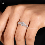 Round Cut Cascading Side Stones Engagement Ring