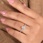 Oval Cut Hidden Halo Twisted Pave Band Engagement Ring