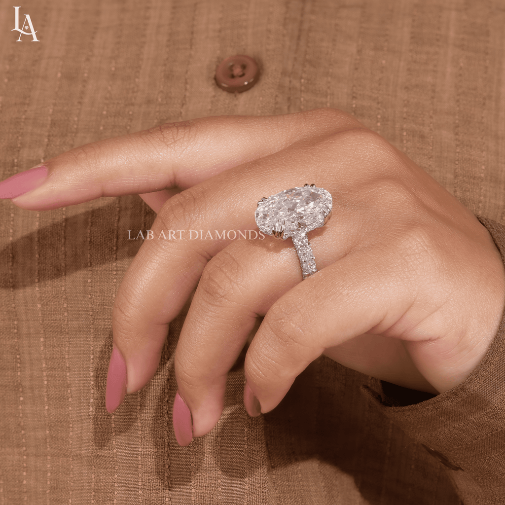 Oval Cut Hidden Halo Engagement Ring