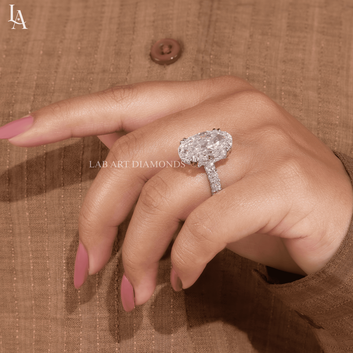 Oval Cut Hidden Halo Engagement Ring