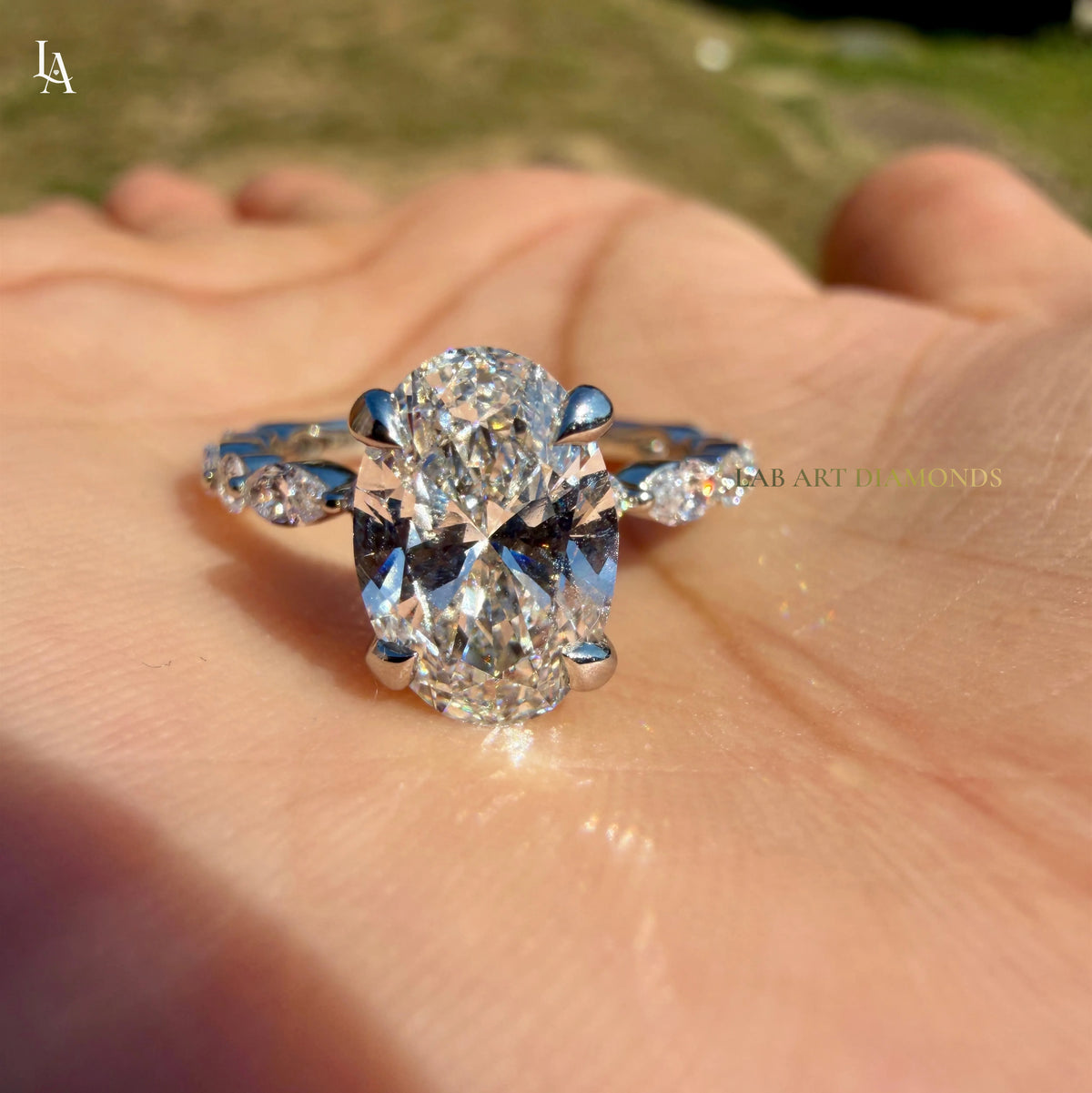 Oval Cut Hidden Halo Engagement Ring