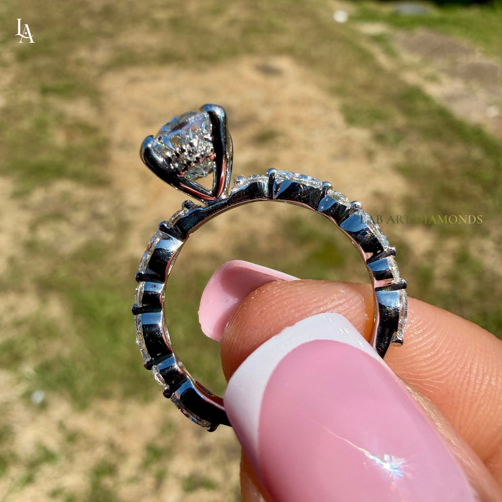 Oval Cut Hidden Halo Engagement Ring