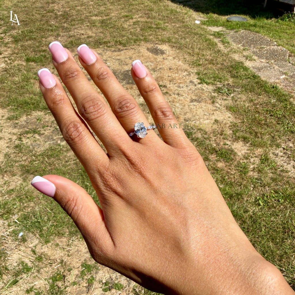 Oval Cut Hidden Halo Engagement Ring