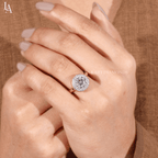 Round Cut Bezel Set Halo Engagement Ring
