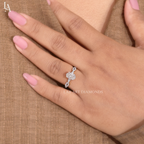 Oval Cut Hidden Halo Twisted Pave Band Engagement Ring