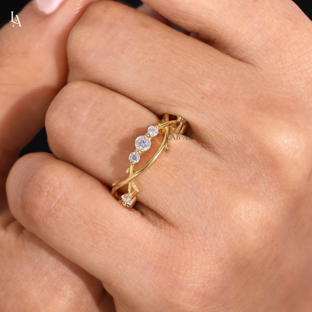 Twing Vine Nature Inspired Leaf Wedding Band