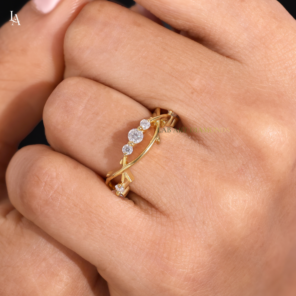 Twing Vine Nature Inspired Leaf Wedding Band