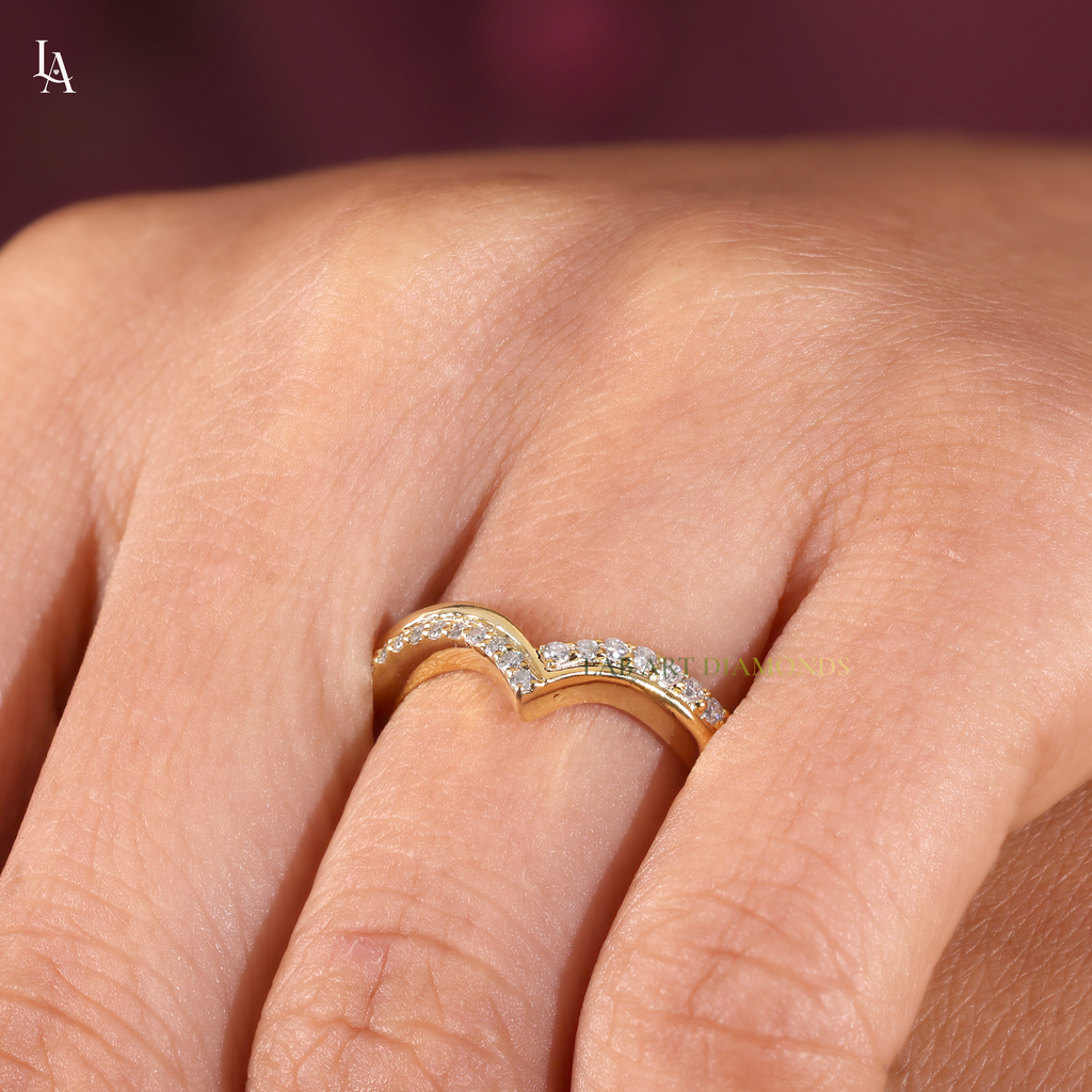 Double Wishbone Two Row Chevron Stacking Ring