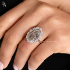 Large Oval Cut Champagne Statement Cocktail Ring