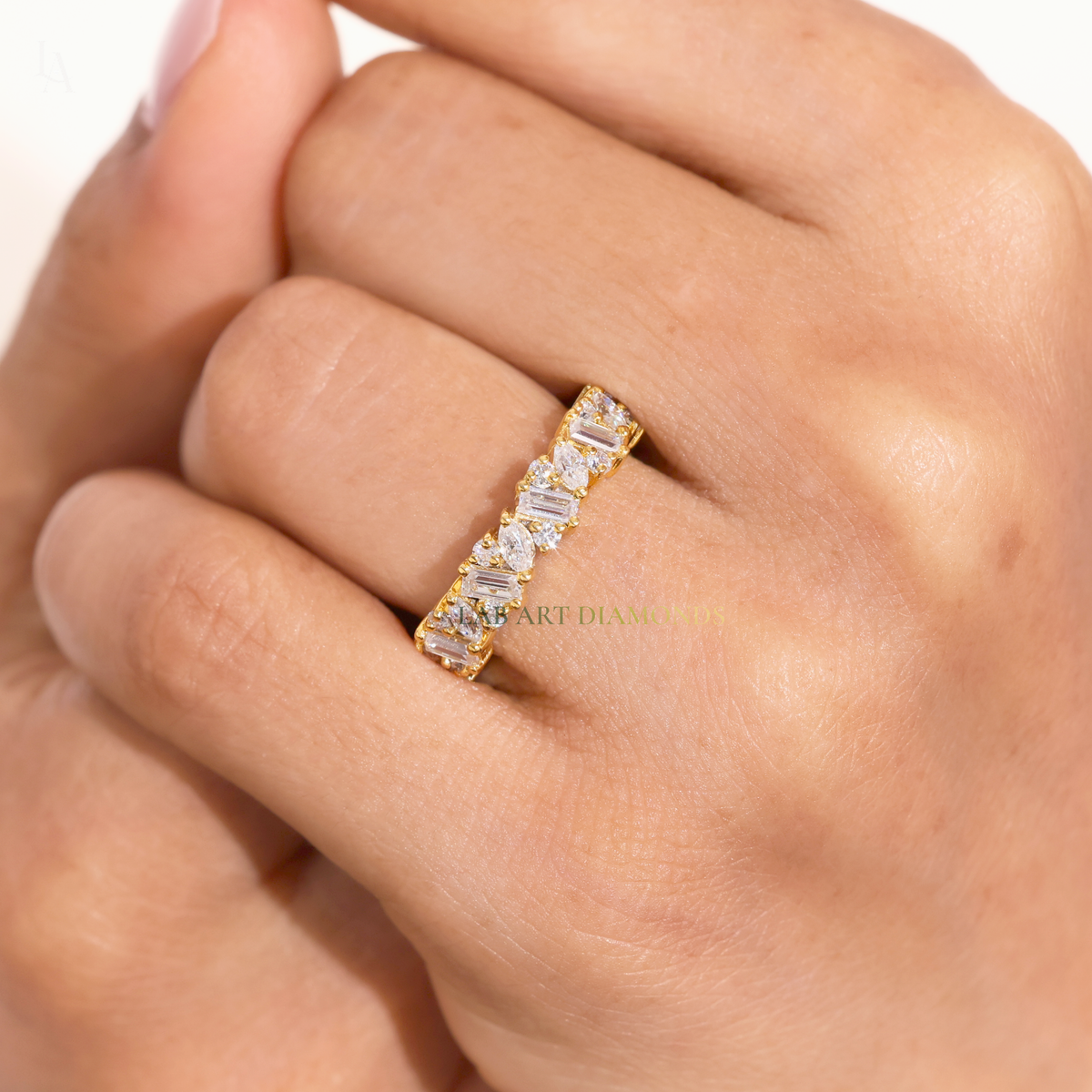 Mixed Cut Baguette Art Deco Wedding Ring