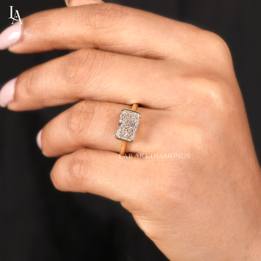East West Radiant Cut Solitaire Engagement Ring