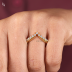 Chevron V Shaped Contour Ring