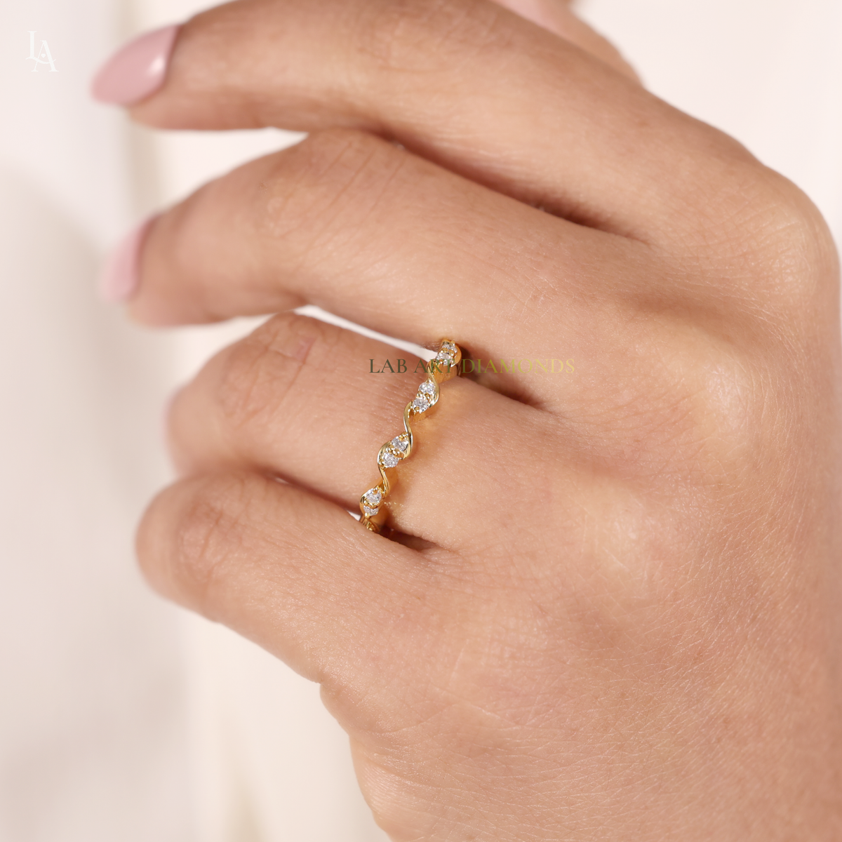 Twisted Dainty Spiral Half Eternity Ring