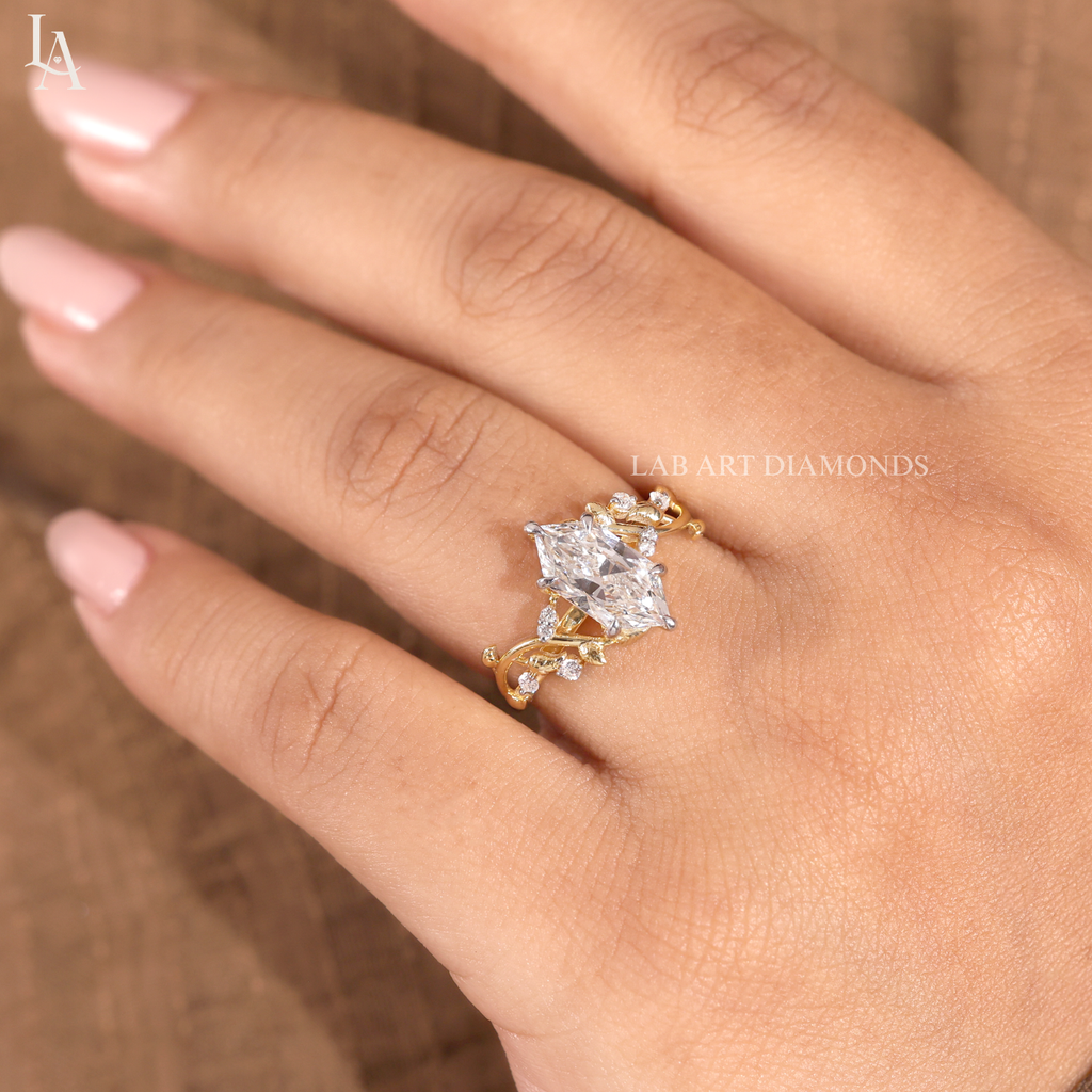 Marquise Cut Nature Inspired Engagement Ring