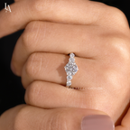 Round Cut Cascading Side Stones Engagement Ring