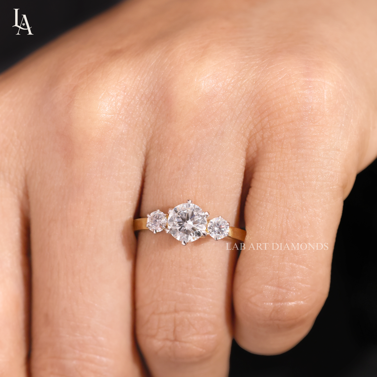 Round Cut Three Stone Engagement Ring