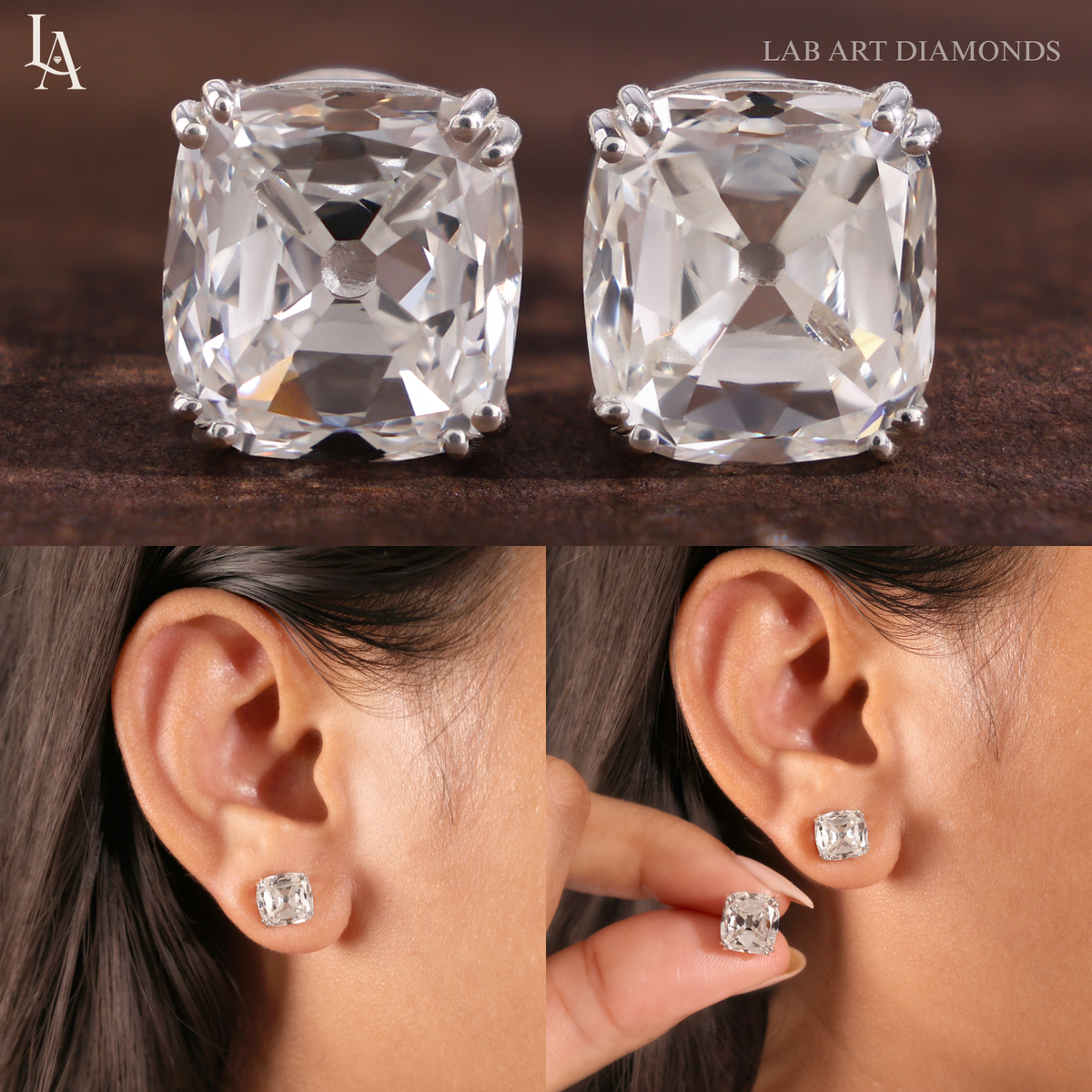Cushion Cut Stud Earrings