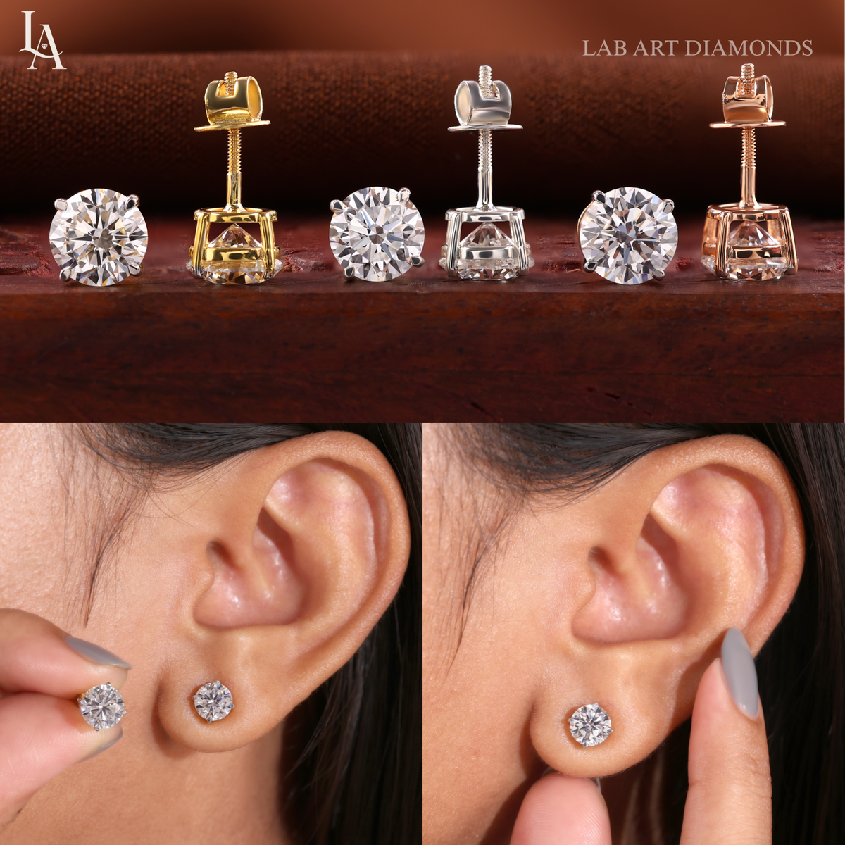 Round Cut Stud Earrings