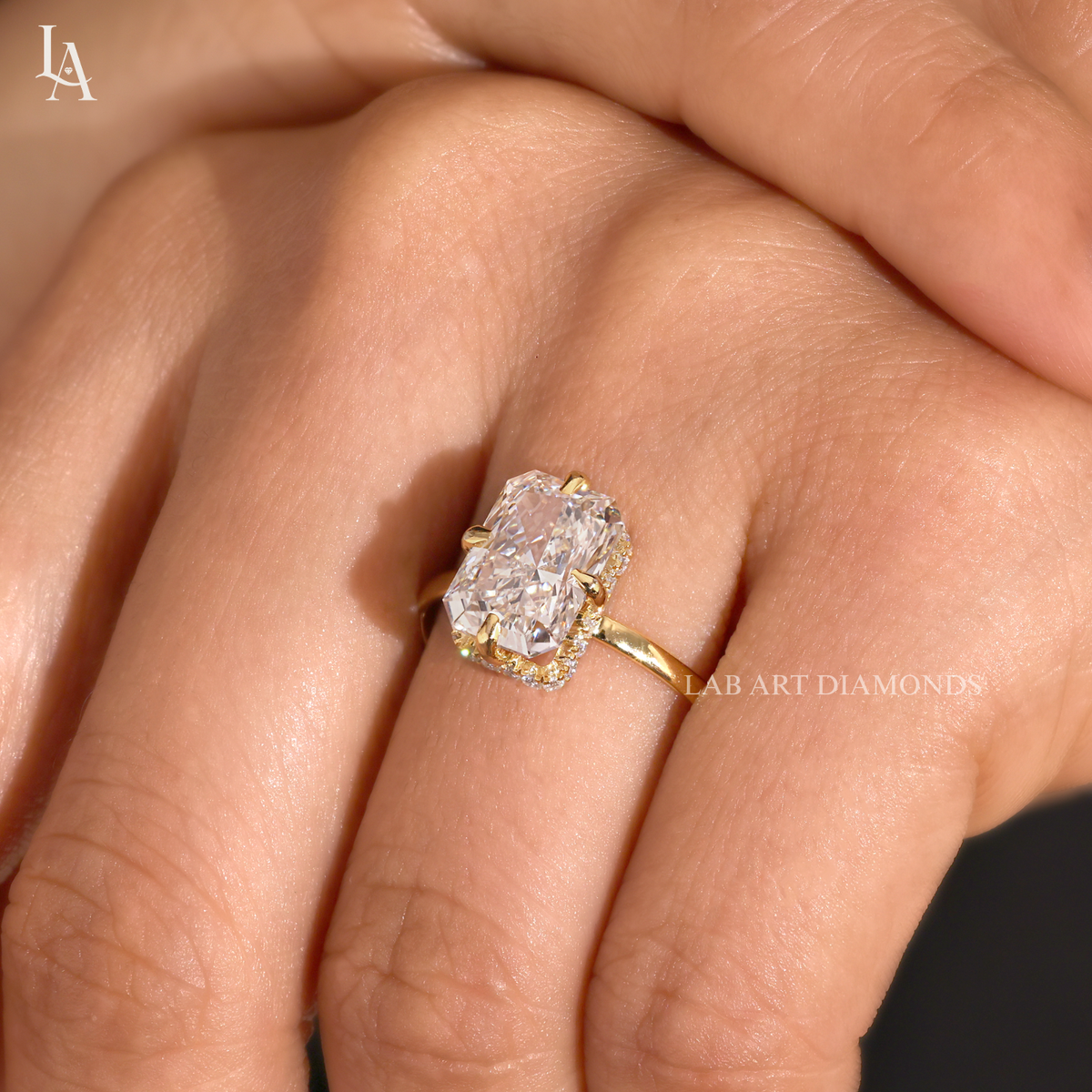 Radiant Cut Hidden Halo Solitaire Engagement Ring