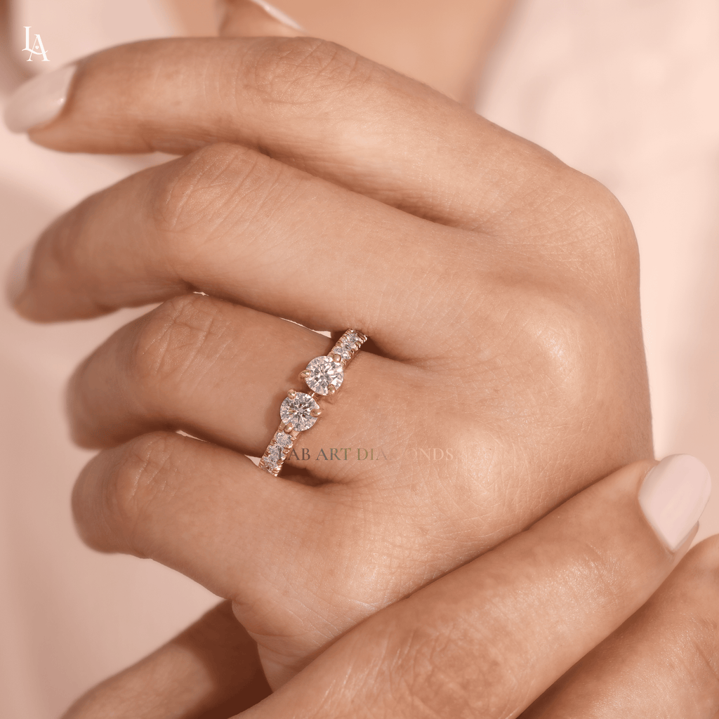 Toi et Moi Minimalist Bridal Engagement Band