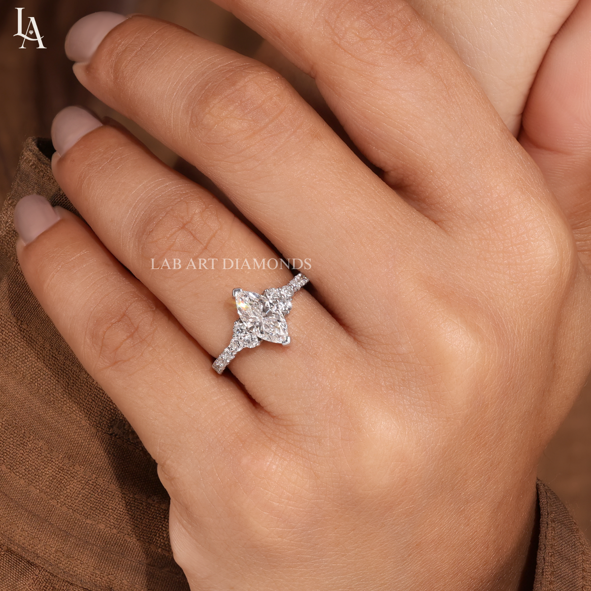 Marquise-Cut Real Lab Grown Diamond Ring