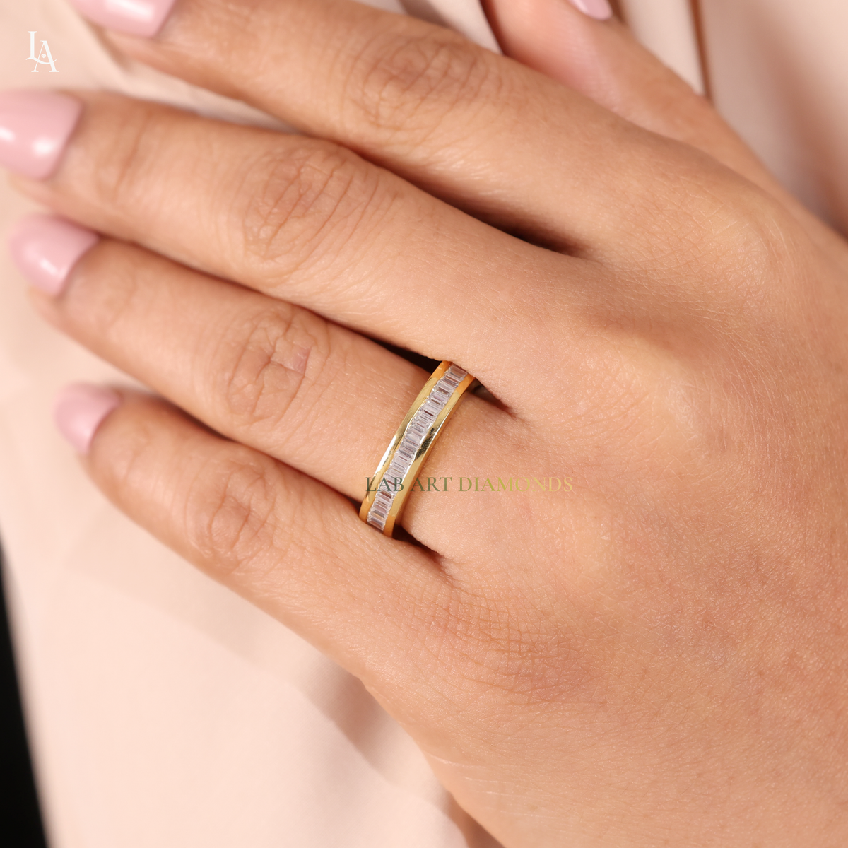 Bagutte Cut Channel Set Wedding Ring