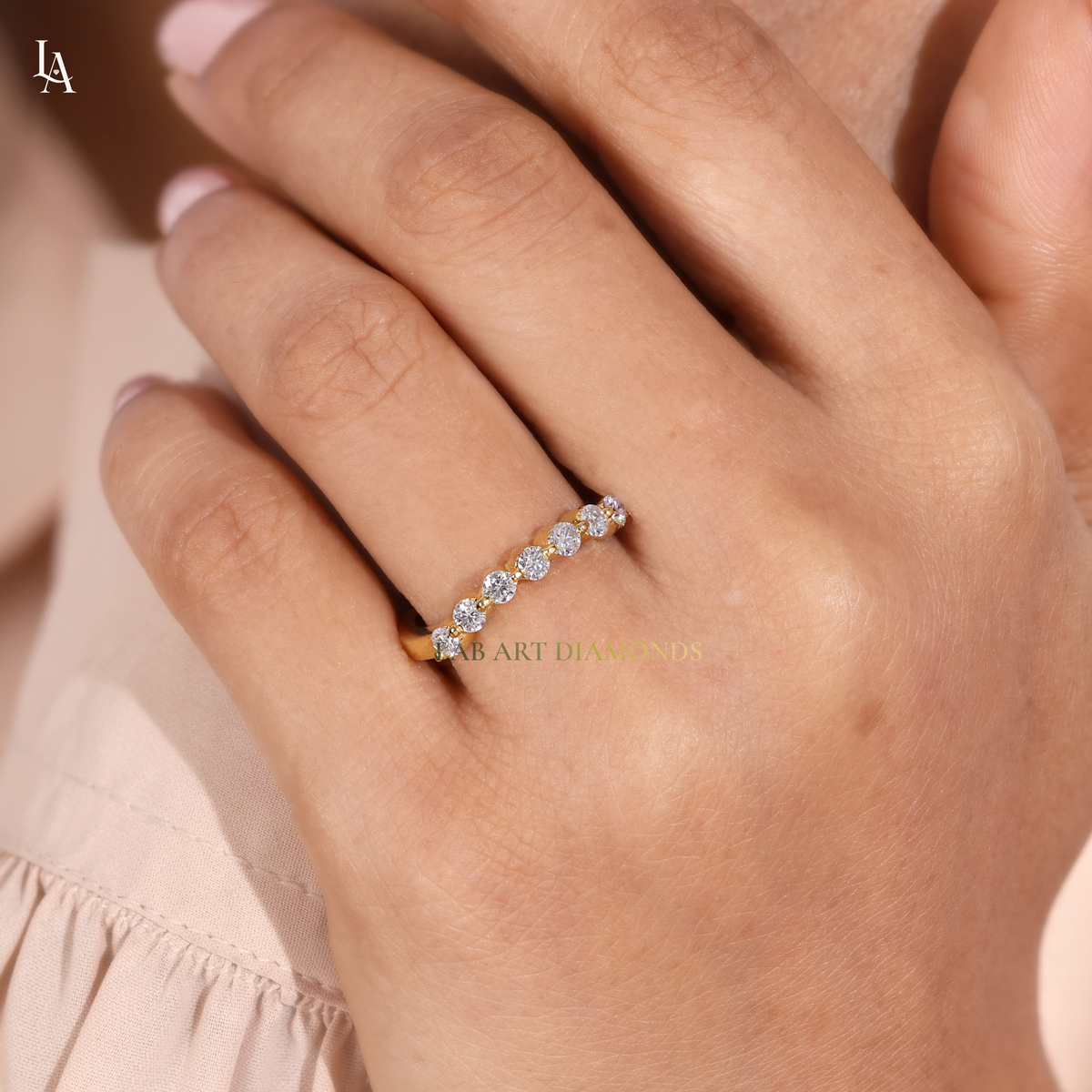 Round Cut Half Eternity Band
