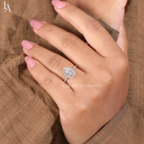 Pear Cut Halo Pave Band Engagement Ring